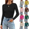 Maglietta da Donna a Maniche Lunghe Girocollo a Righe Slim Fit Casual Basic