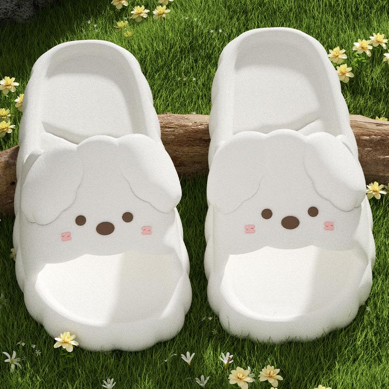 

2025 Cute Cartoon Women s Indoor Bathroom Sandals - Non-Slip, Soft, Thick Sole Black (Teddy Dog)