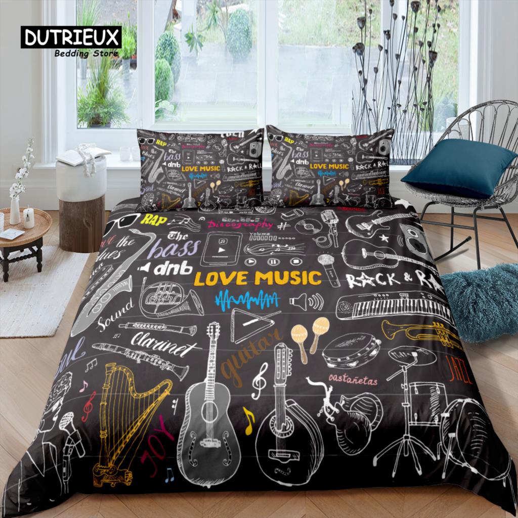Comforter Home Living Luxury 3D Music Set Bedding Set Girls Kids Bedding Set Queen And King Eu/Us/Au/Uk Size
