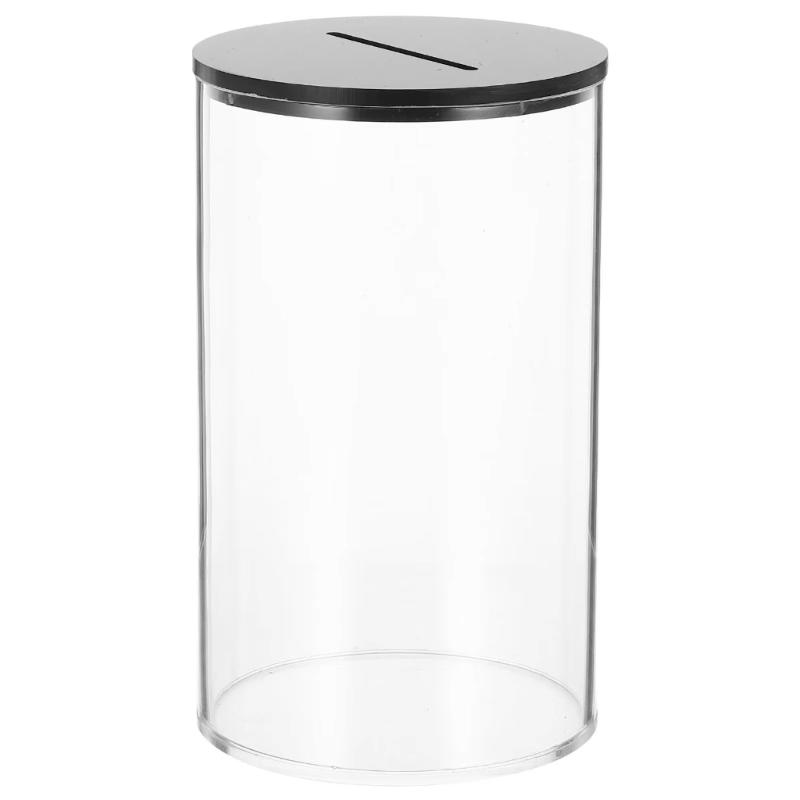 Modern Clear Acrylic Saving Jar Shatterproofs Design Easy Coin Access Safe For Kids Home Office Use