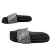 Fashion summer new casual sandals women's shoes open-toed flat-bottomed rhinestone strips outer wear one-word simple cool slippers women