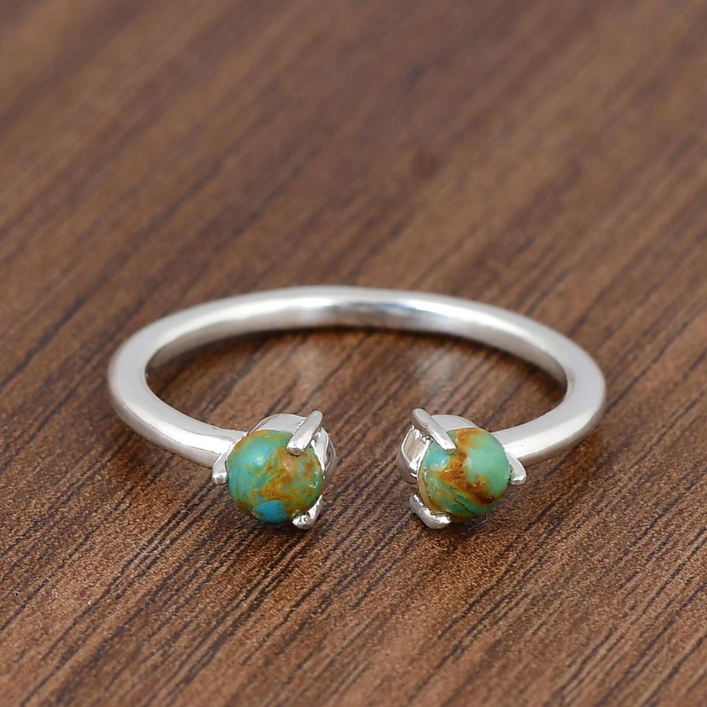 Kingman Turquoise Ring, 925 Sterling Silver Ring, Minimalist Turquoise Band Ring, Dainty Gemstone Ring, December Birthstone Gift