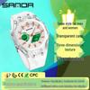 Sanda Dual Display Multifunction Fashion Wristwatch with Colorful Transparent Case for Youthful Korean Style