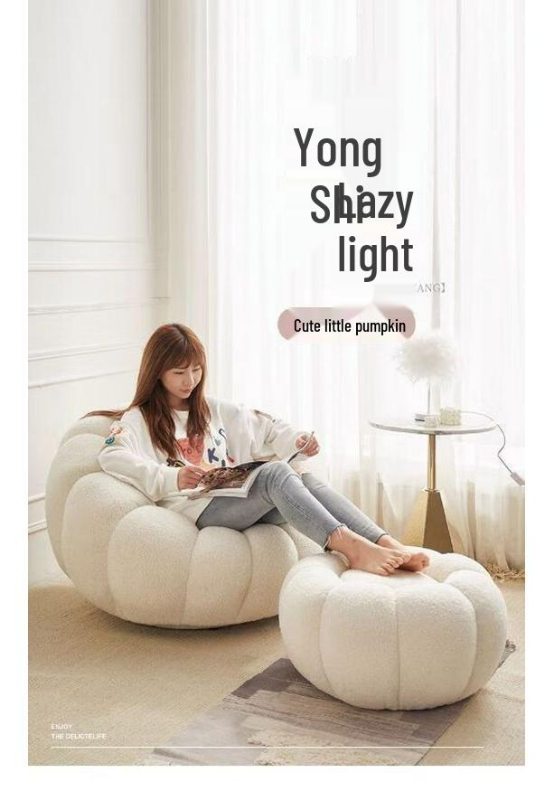 Cozy Pumpkin Single Sofa Chair: Recline & Relax in Lamb Wool Fabric