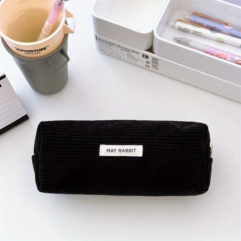 

1 Piece Simplicity Student Pencil Pouch for Boy Girl Fashion Aesthetic Solid Color Series Pencil Case Makeup Bag School Supplies 19*7cm чорний