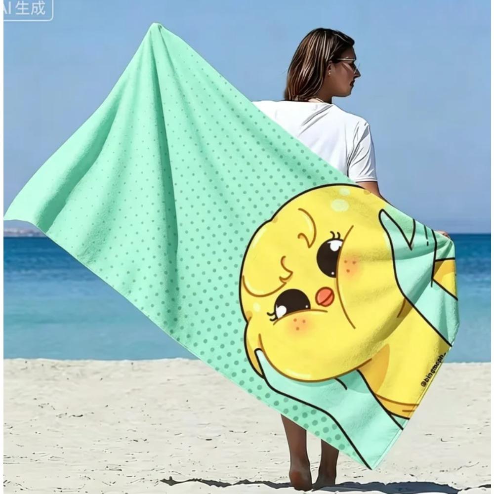 Soft and Cute Cartoon Yellow Duck Extra Large Soft Beach Towel Cute and Fun Printed Pattern Microfiber Bath Towel Beach Towel