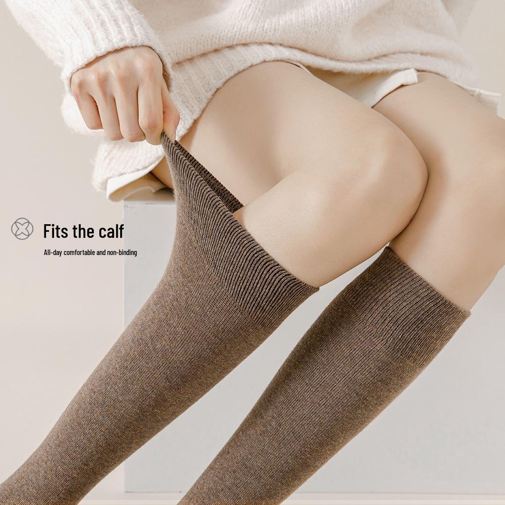 Women's Premium Cotton Mid-Calf & Thigh-High Socks: Versatile for All Seasons, Black