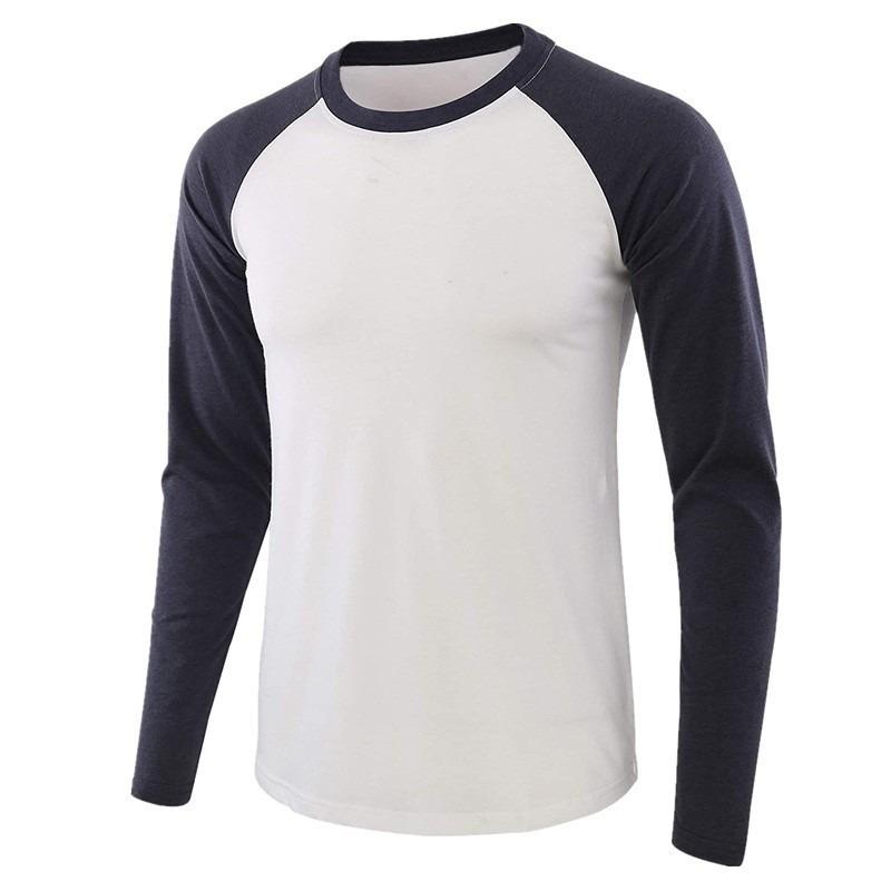 Men Raglan Long Sleeve Baseball T Shirt Crew Neck Color Block Casual Contrast Sleeve Tee
