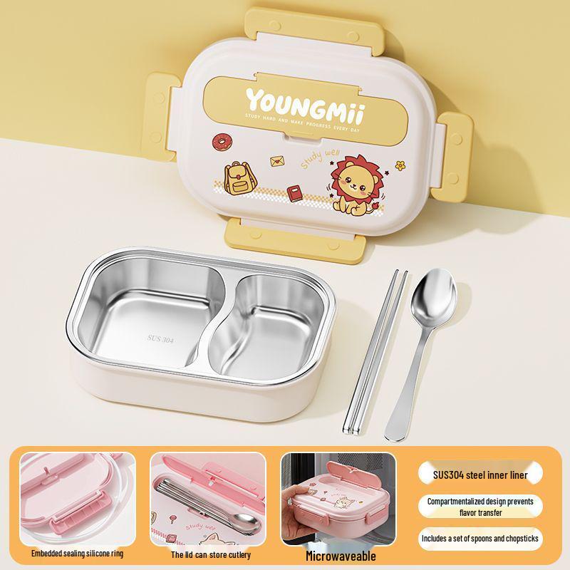 304 Stainless Steel Insulated Bento Box - Student Lunchbox with Food Compartments
