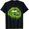 Green Lips Cotton Men Irish Leopard Shamrock St. Patrick's Day T Shirt