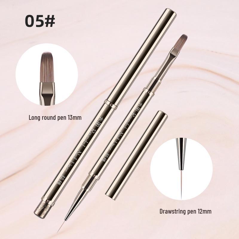 Metalowy długopis wielofunkcyjny do zdobienia paznokci, dwustronny: Liner, Malowanie, Modelowanie żelem, Rozprowadzanie, Przedłużanie