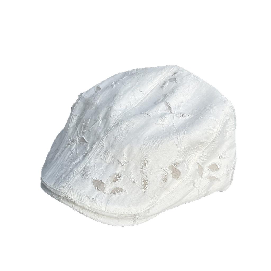 Summer jacquard ripped cap children light breathable forward hat beret painter hat retro sun hat tide