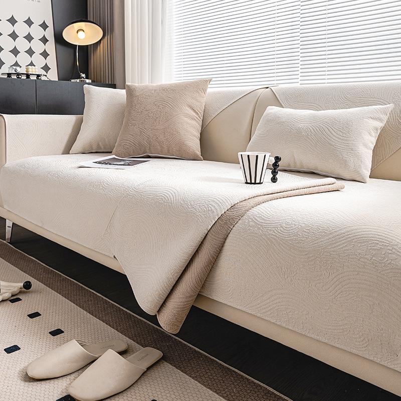 Sofa Cushion Cover Combination Chenille Anti-Scratching Non-Stick Wool Backrest Towel Nordic High-Grade Non-Slip Stain-Resistant Cushion