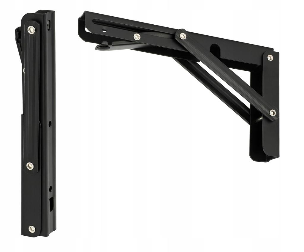 2X Foldable Table Top Shelf Support Heavy Duty Angle Bracket 300mm Black Tmy