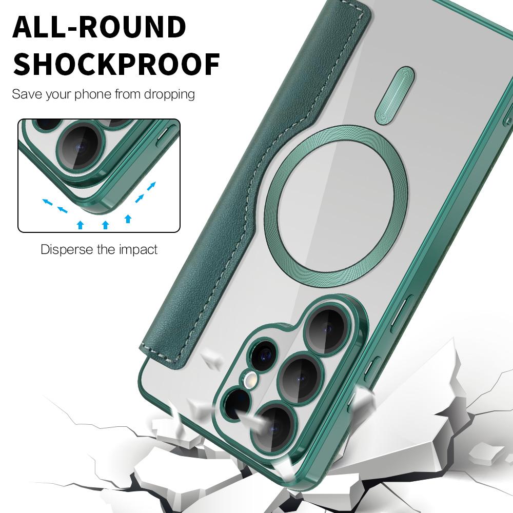 For Samsung Galaxy S26 Ultra Magnetic Case RFID Blocking Card Holder Leather Phone Cover with Lens Film