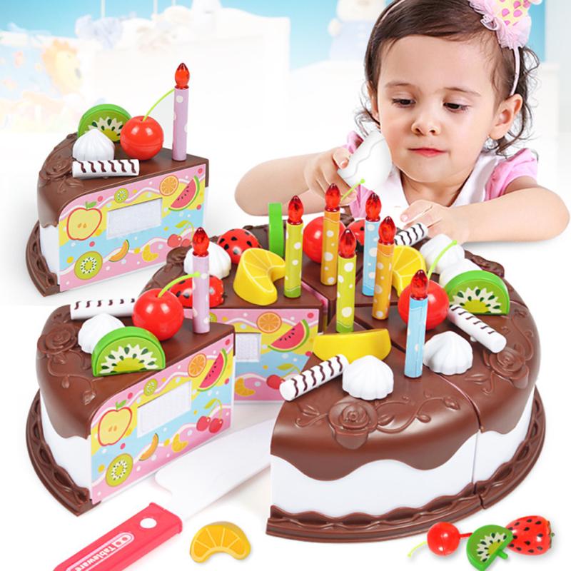 37pcs/Sets Funny Toys Birthday Cake DIY Model Children Kids Early Educational Pretend Play Kitchen