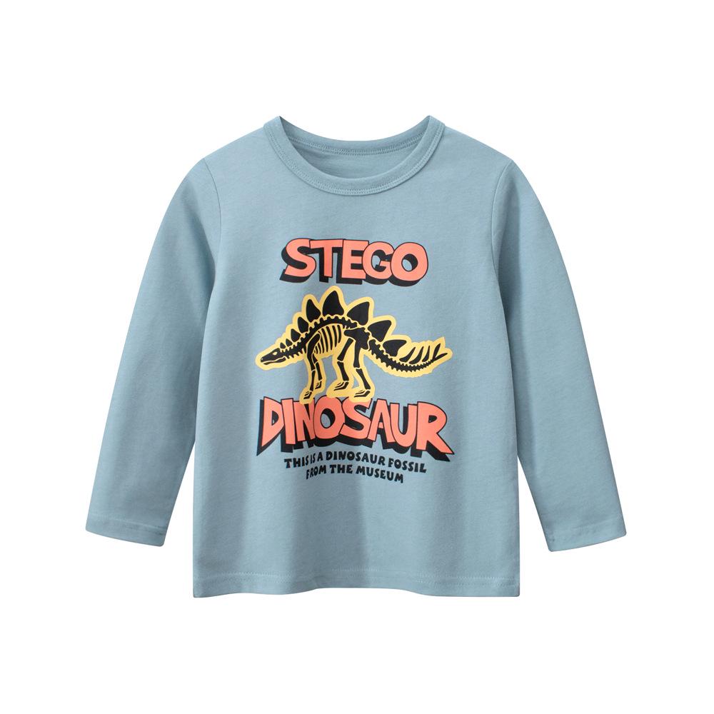 27Kids Korean Style Cartoon Dinosaur Long Sleeve T-Shirt for Boys - Children's Base Layer Baby Clothes