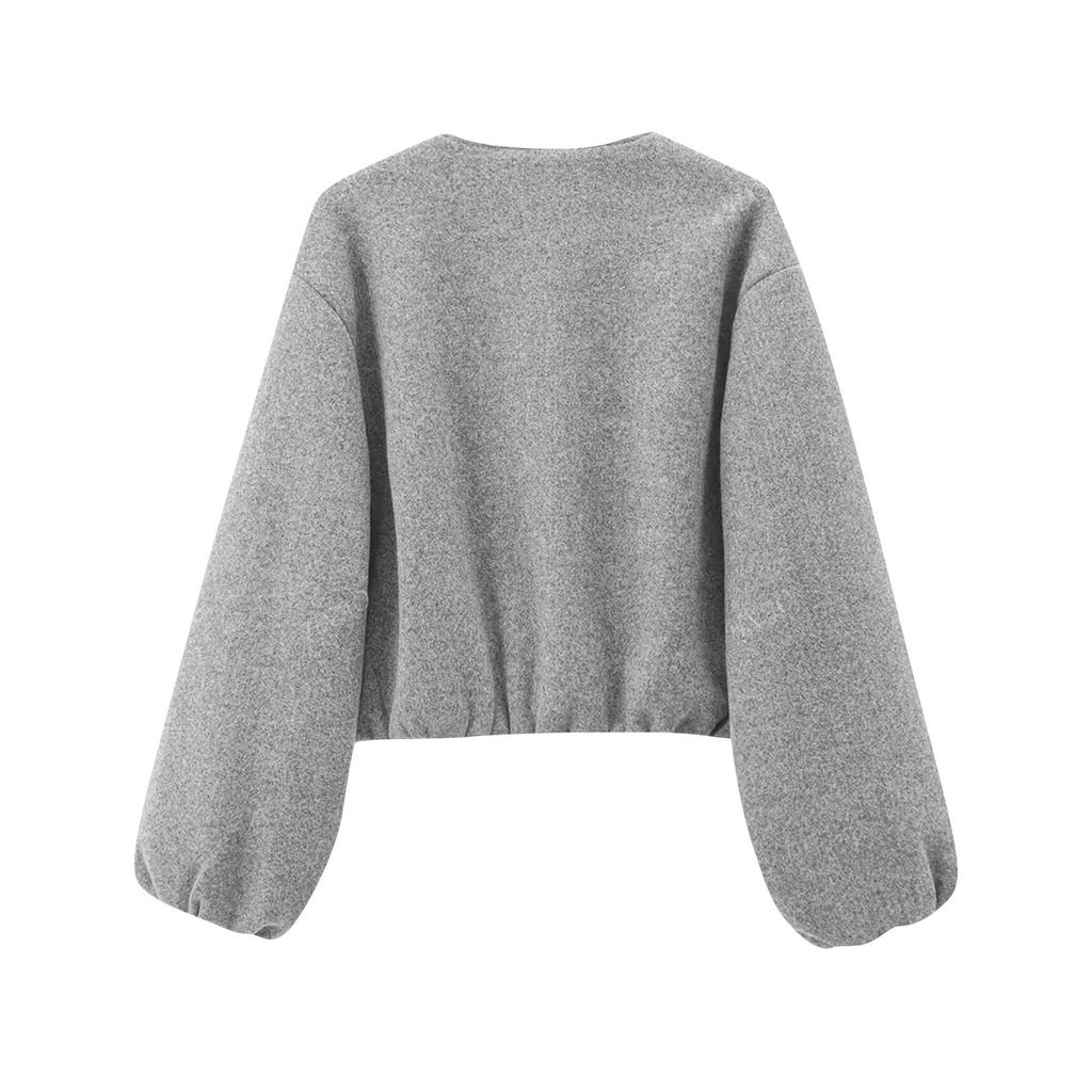 Women's Casual Fashion Loose Solid Color Long-sleeved Jacket Tops