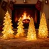 4 Pieces LED Golden Christmas Tree Statues Mini Desktop Tree Christmas Decorations Tabletop Christmas Tree For Living Room