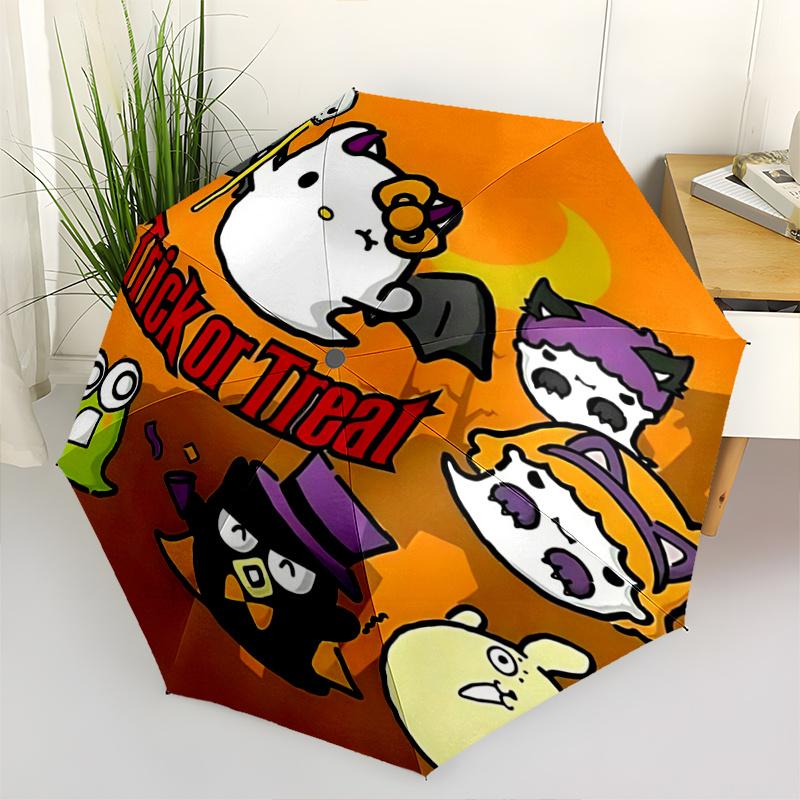 

1pc Halloween Trick or Treat Automatic Folding Umbrella - Portable 3-Fold Design with 8-Bone Iron Frame, Perfect for Fans, Travelers, Daily Use, and F