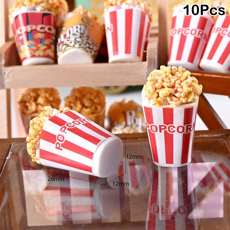 10Pcs 1:12 Dollhouse Miniature Simulation Bucket Popcorn Home Model Decor Toy Doll House Accessories