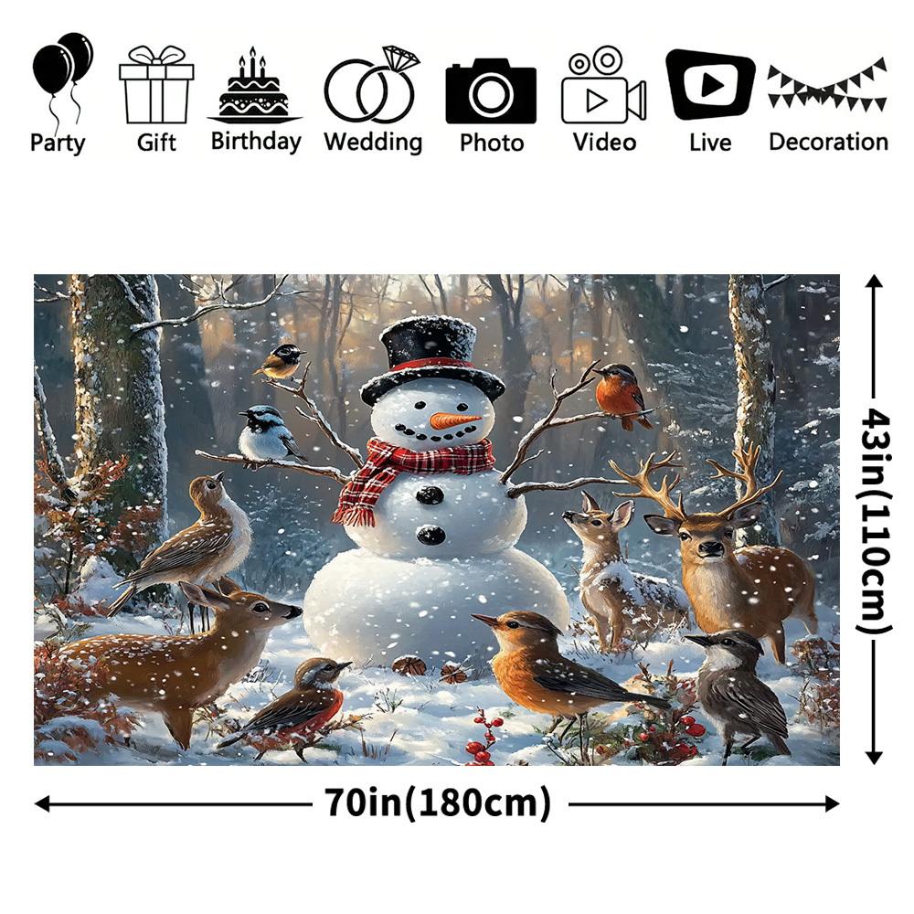 1Pcs Snowman Bunny Winter Scene Decoration Background Christmas Backdrop Decorations For Photo Studio Photo Booth Party