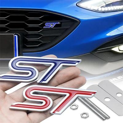 3D Metal Letters ST Logo Car Front Grille Emblem Badge Decals for Focus Edge Explorer Mondeo Fiesta Escape Accessories