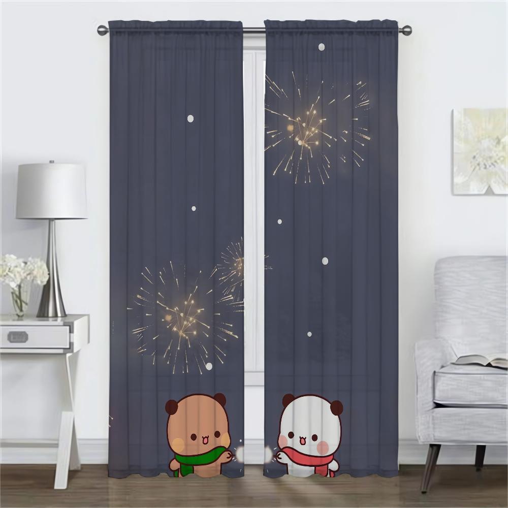 Bubu and Dudu Elegant Room Curtains for Living Room Blackout Curtains 2 Pieces Halloween Decoration Partition Shades Curtain