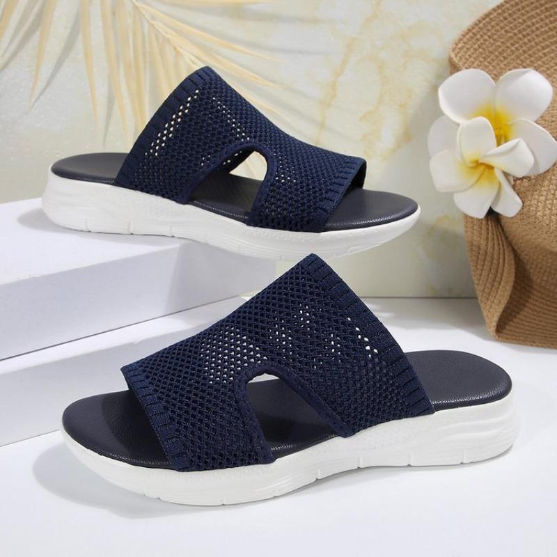 Women Thick Sole Mesh Hollow Breathable Wedge Mule Slides
