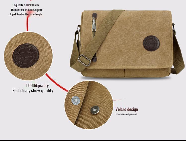 Q Men's Large Capacity Canvas Shoulder Bag - Business Casual Crossbody Briefcase