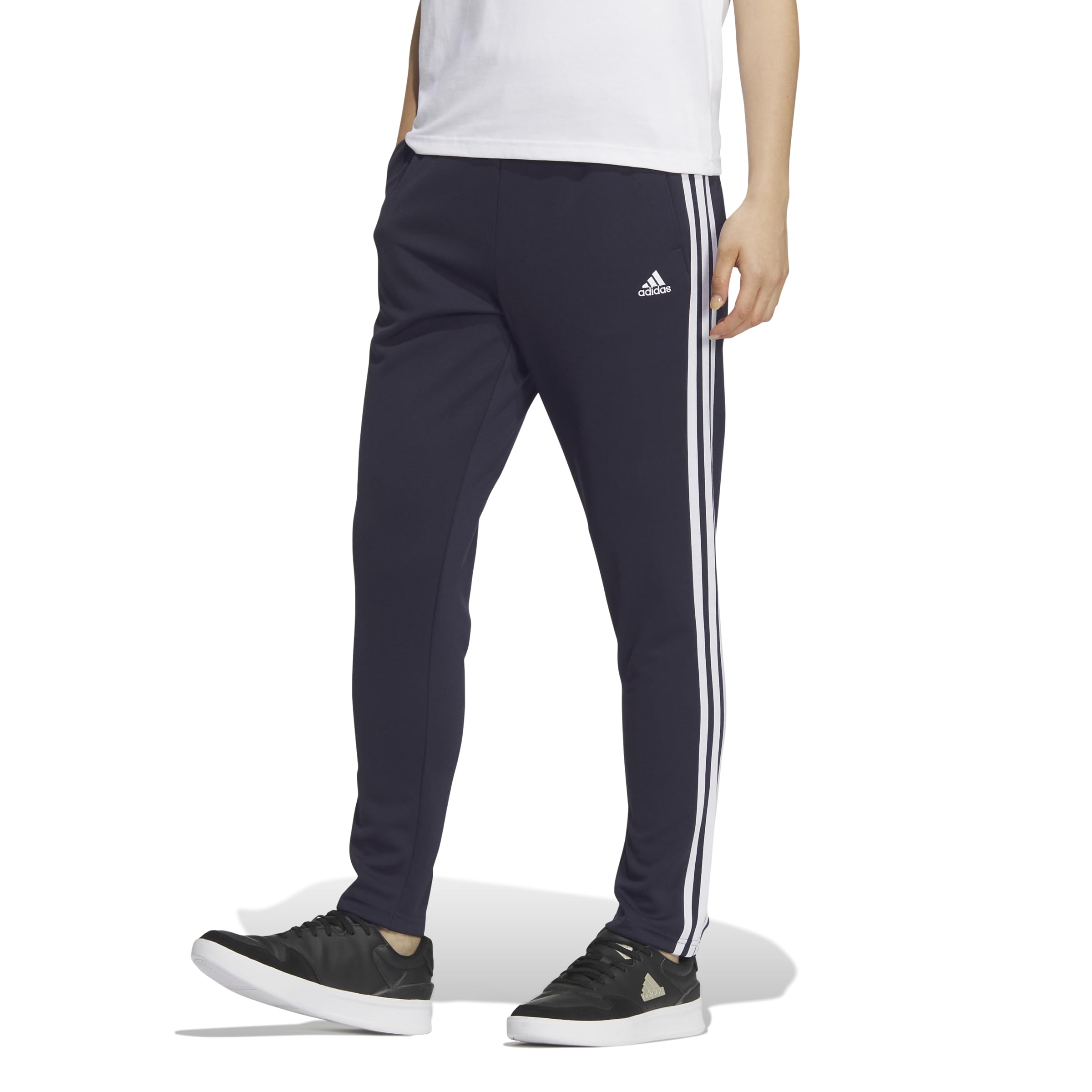 

Спортивные брюки Adidas KTX41 Legend Ink с обычным двойным трикотажем и женскими лампасами с тремя полосками, (JG3800)