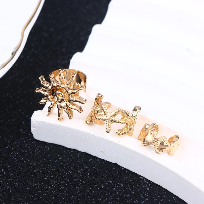 3Pcs Ear Cuff Earrings Non-Piercing Starfish Sun Cuff Ear Clip Earring For Women Fake Cartilage Simple Y2K Jewelry