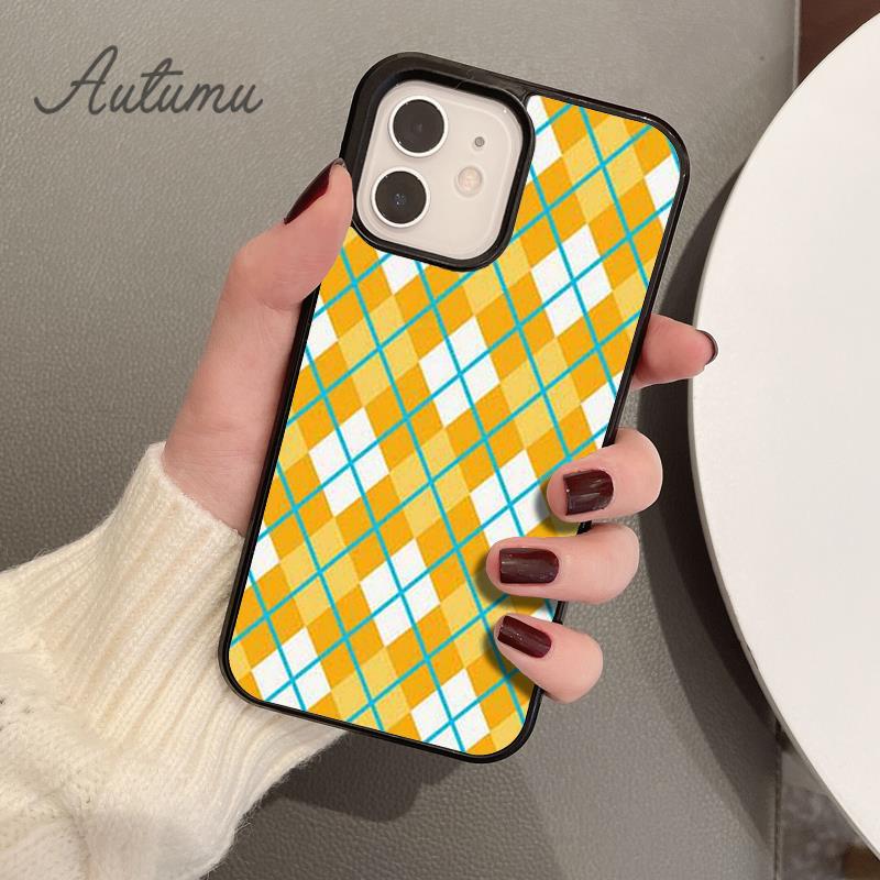 Argyle Plaid telefoonhoesje voor iPhone 11 12 13 14 Pro Max mini X XR XS SE 2020 5 6S 7 8 Plus Samsung Galaxy S21 S22 Cover shell