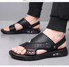 Fashion 2025 Summer Outdoor Leather Sandals for Men Dual-use Solid Color Beach Shoes Slipper Male New Designer  Driving Shoes Man
