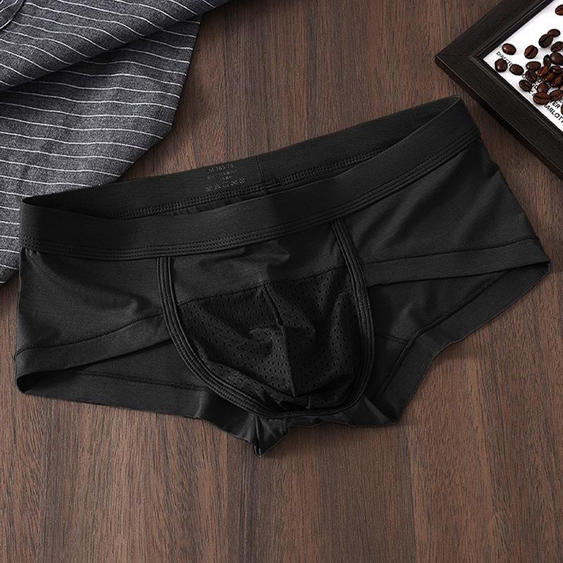 Solid Color Men's Breathable Mesh Briefs - Comfortable, Elastic, Sexy, Triangle Design