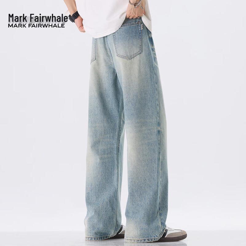 Mark Fairwhale Men's Loose Straight Wide-Leg Jeans