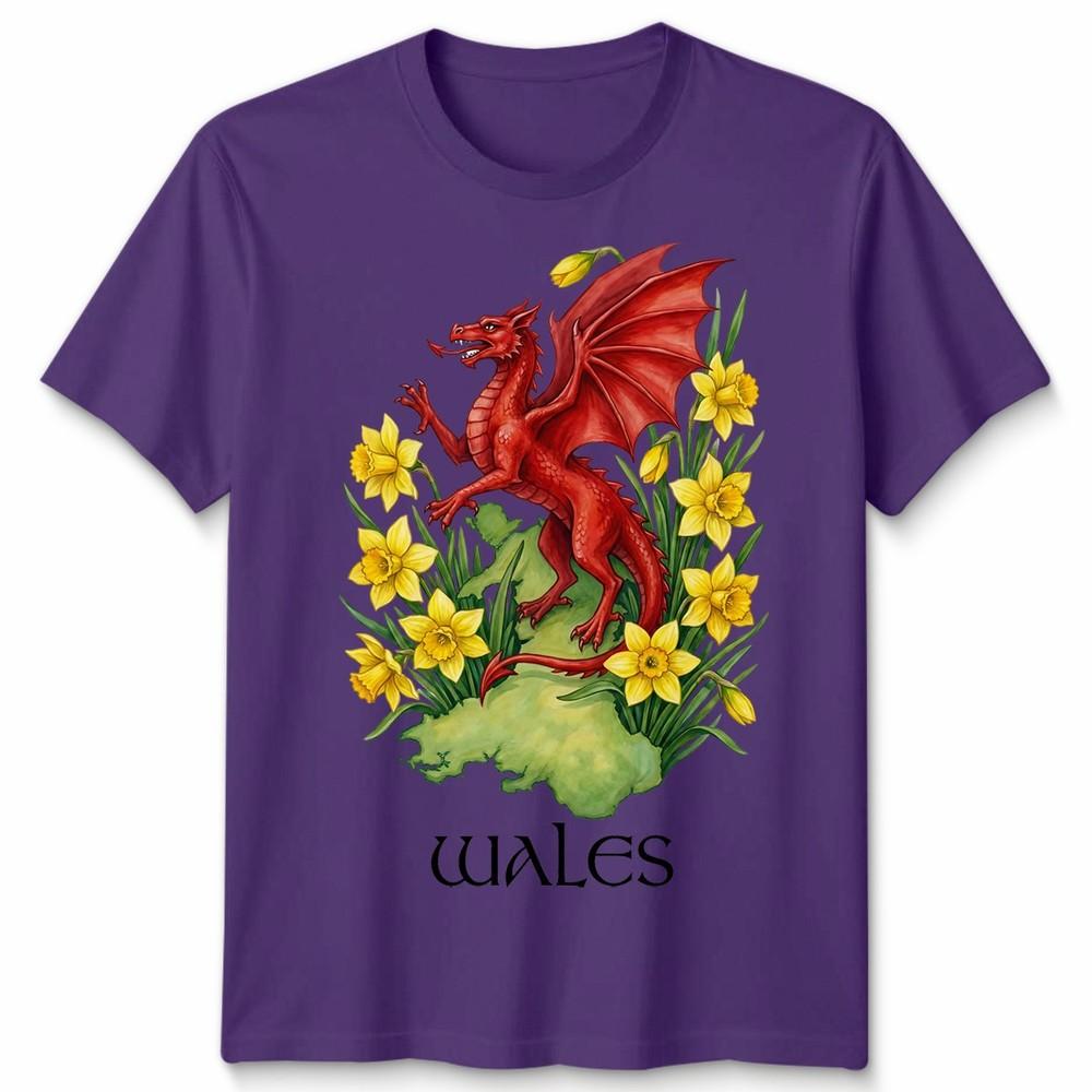 St Davids Day Welsh Flag Dragon Daffodil Wales Festival T Shirt Unisexs Kids Unisex