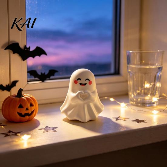 Novelty Office Desk Decor Halloween Ghost Pen Holder, Cute Mini Figurine Decor, Funny Desktop Cup Pencil Stand Ornament, Creative Organizer