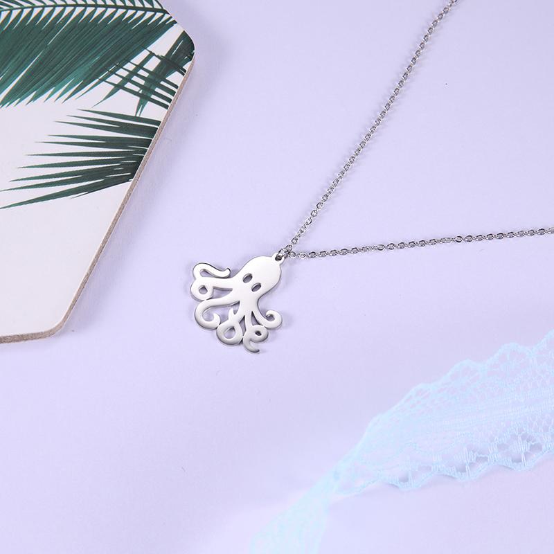 Cute Dolphin Whale Octopus Pendant Necklaces for Women Stainless Steel Marine Animals Charms Neck Chain Choker Fashion Jewelry