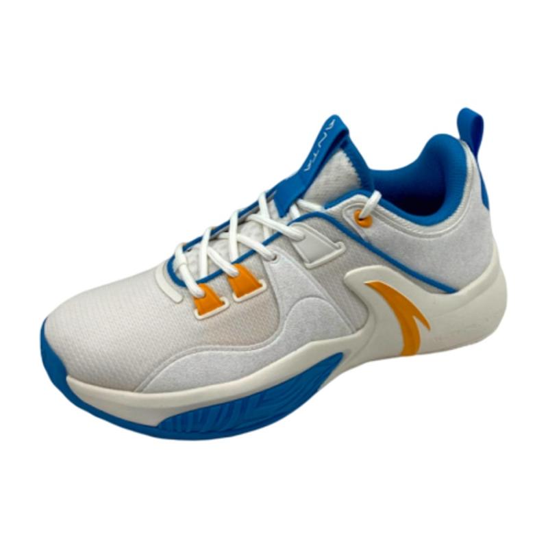 Anta Swoosh 1.0 Wear-Resistant Slip-Resistant Low-Top Performance Basketball Shoes Men's White Blue Yellow Sneakers 112211616S-3