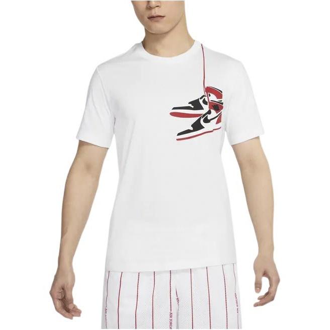 Men's Air Jordan Logo Printing Pattern Pullover Round Neck Short Sleeve White T-Shirt DZ4518-100