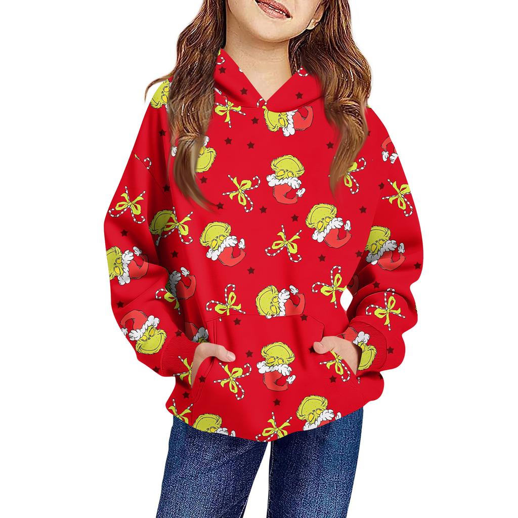 Children's Long-sleeved Loose-fitting Pullover Hoodie With Drawstring And Solid Color