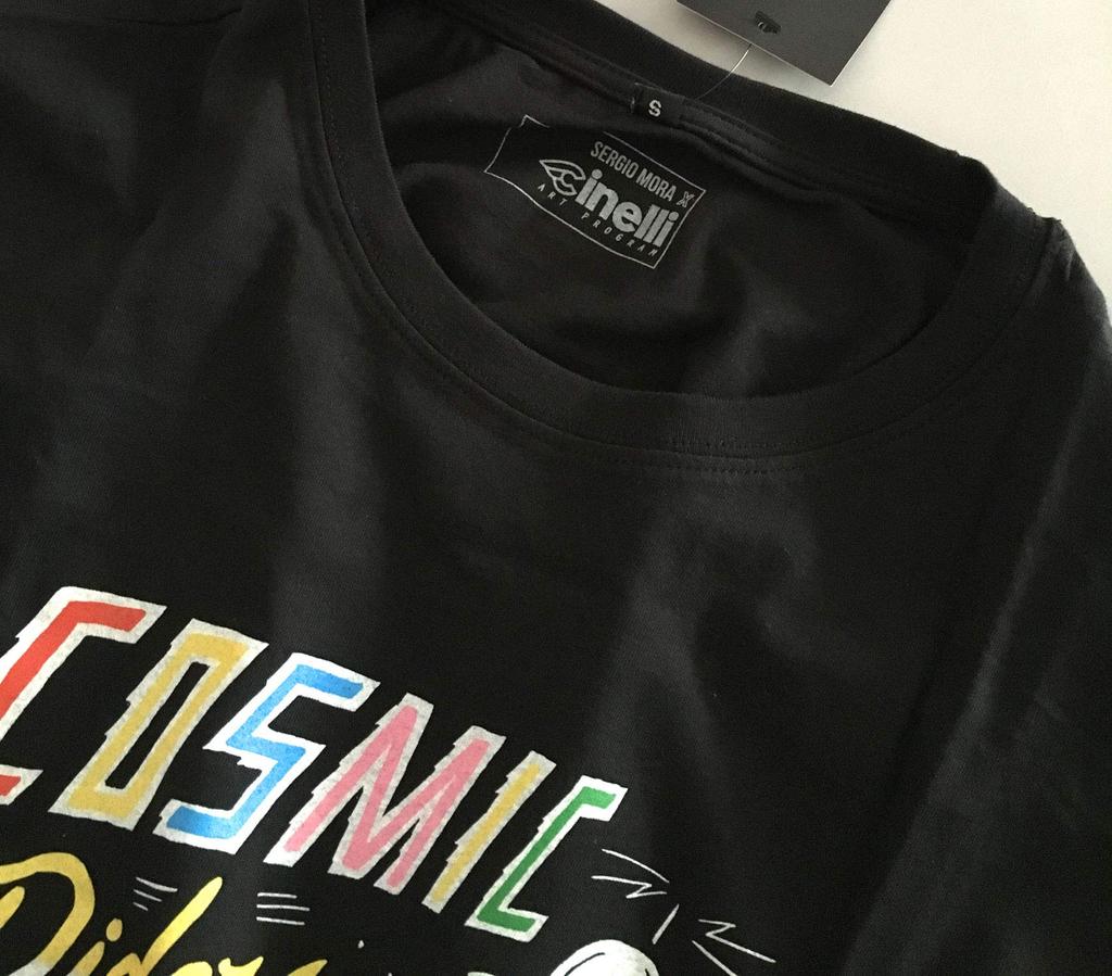 Cinelli Sergio Mora Cosmic Rider Color Size for Road Bikes T-Shirt, Black, L,