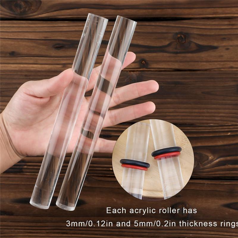 B-Est 2 Pieces Polymer Clay Roller Tools, Acrylic Roller Clay Rolling Pin With Thickness Ring For Clay Art Craft DIY Tools