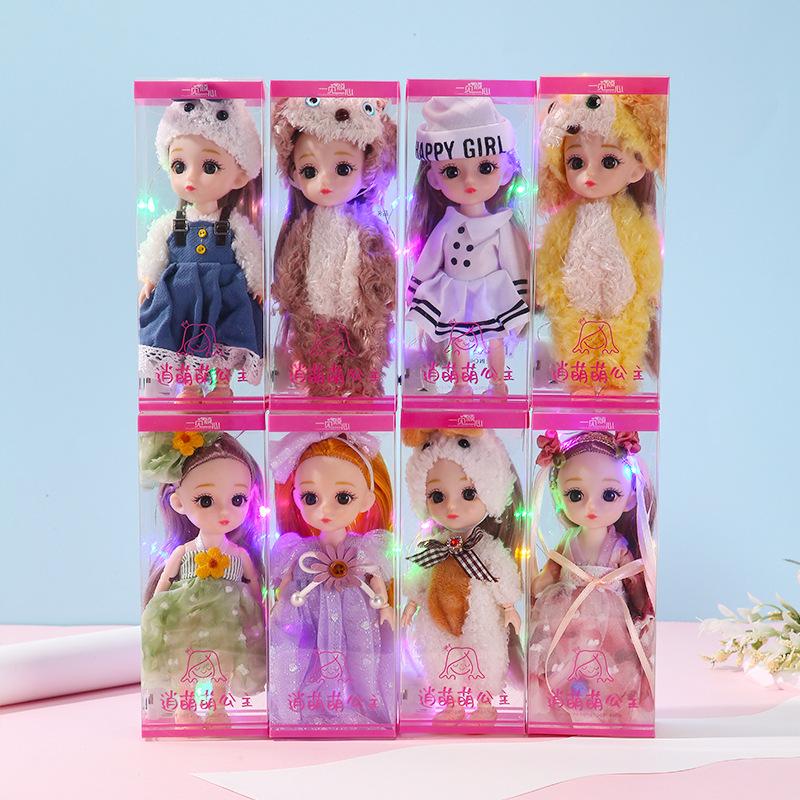 Color Light Doll Xiao Mengmeng Traje de Princesa Vestido de Niña Vestir 13 Articulaciones Muñeca de 6 Pulgadas Juguete Casa de Juego