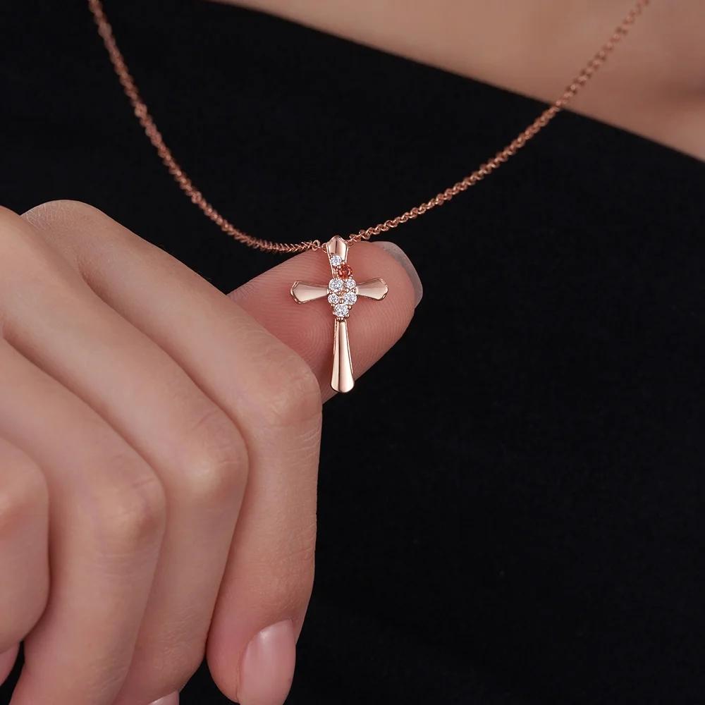 Dainty Women Fashion Jewelry Religious Faith Personalized Birthstone Cross Pendant Necklace for Girl Gift