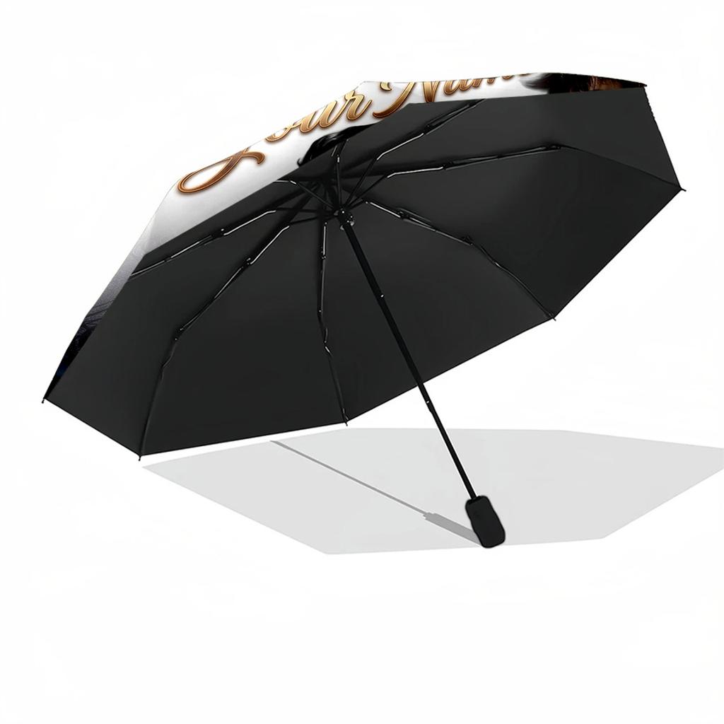 Elvis Customize Text Umbrella Outdoor Automatic Umbrella Retractable Design with 8-Rib Durability Foldable Design for Outdoor Daily Use Elegant
