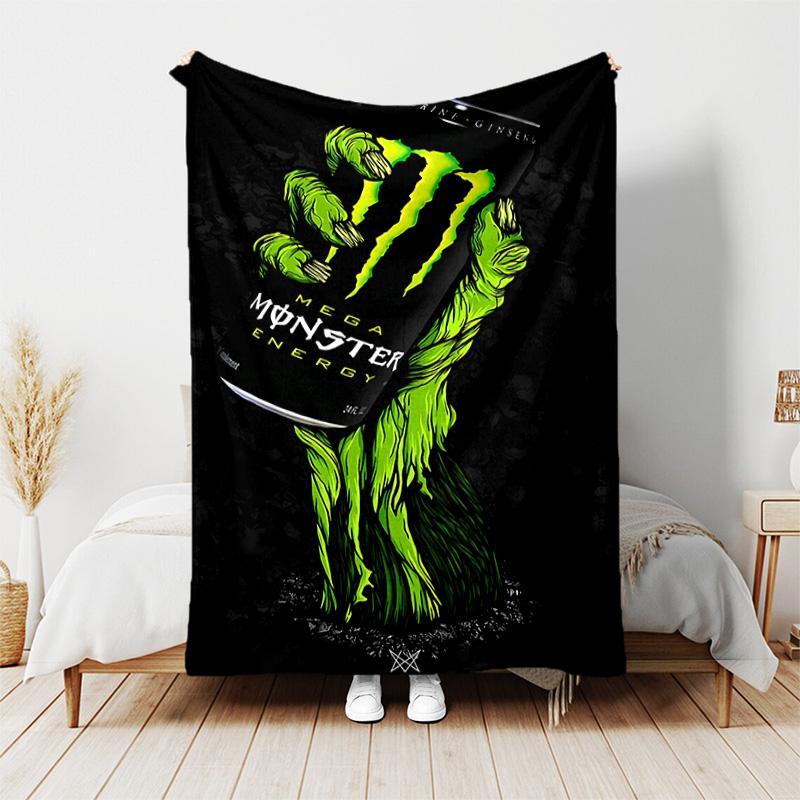 1pc Blanket - Monster Energy LOGO Print Design, Lightweight Blanket for Sofa, Bed- Soft &Warm, Gift for All Seasons