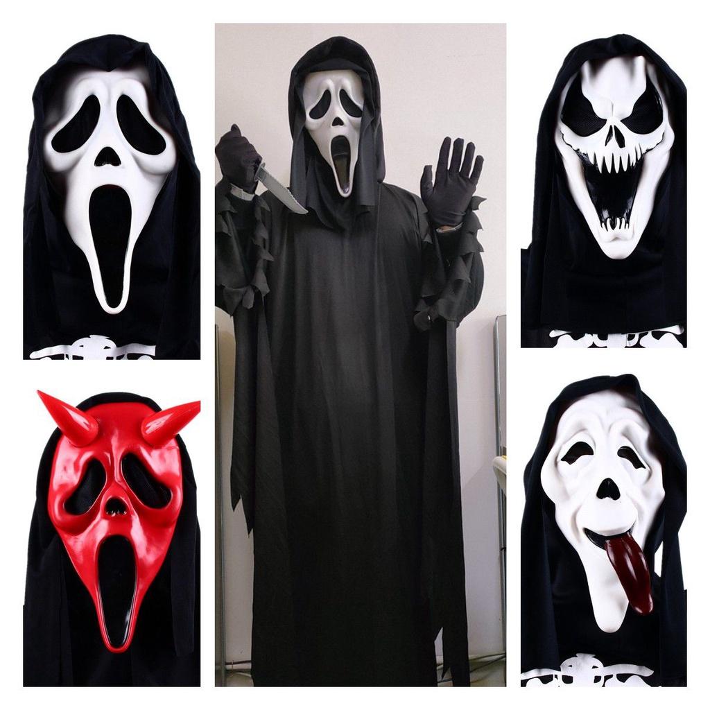 Suit Scream Adult Mask Ghost Face Cosplay Halloween Dress Party Decor Accessory
