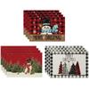 4 Stück Weihnachts-Tischsets 30*45cm Weihnachtsbäume Schneemänner Druck Esszimmer-Tischmatten Weihnachtsfeier Tischuntersetzer Dekoration
